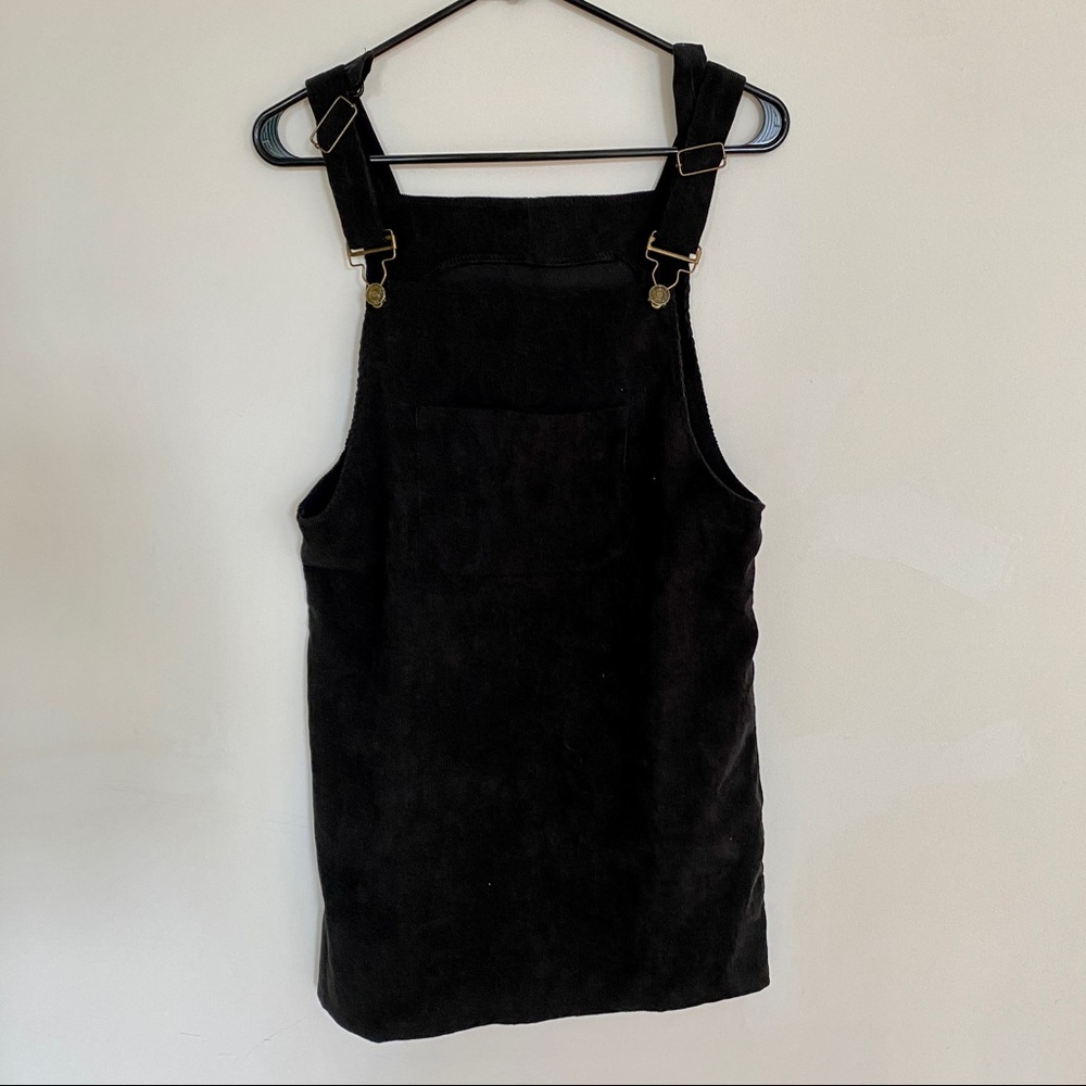 Black pinafore overalls dress